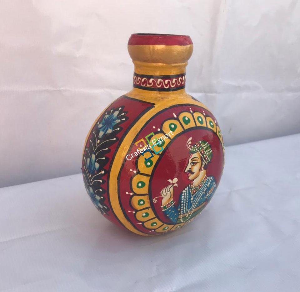 Handicrafted decorative flower pot painted by mughal shasak kalakriti (set of 3)