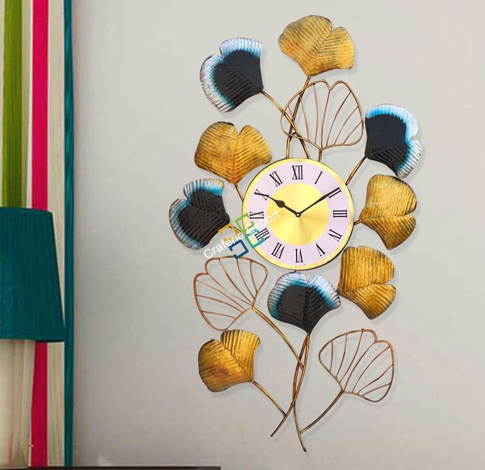Creative leaf wall hanging clock/handicraft for home decor/office