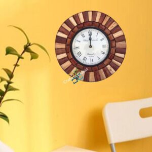 Ethnic Round Wooden Clock for wall decoration (12 inch)