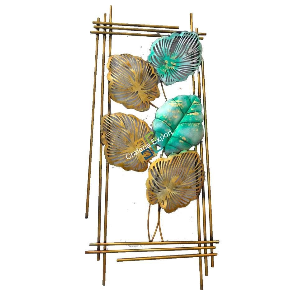 Luxury Green Golden Leaf Wall Hanging Frame for Decor Home/Living room( set of 2)