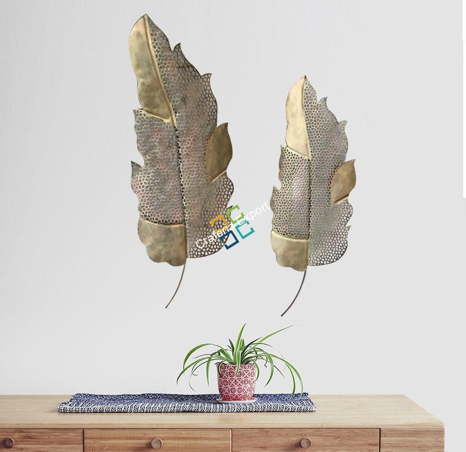 2 Leaflets Leaves Metal Wall Art Hanging for home decor ( set of 2)