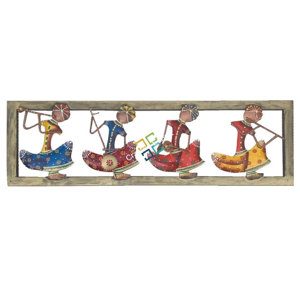 Ethnic Rajasthani 4 Musician Men Wall Hanging/Panel Sculpture for wall decor