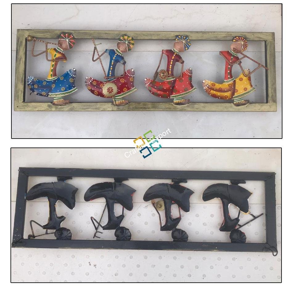 Ethnic Rajasthani 4 Musician Men Wall Hanging/Panel Sculpture for wall decor