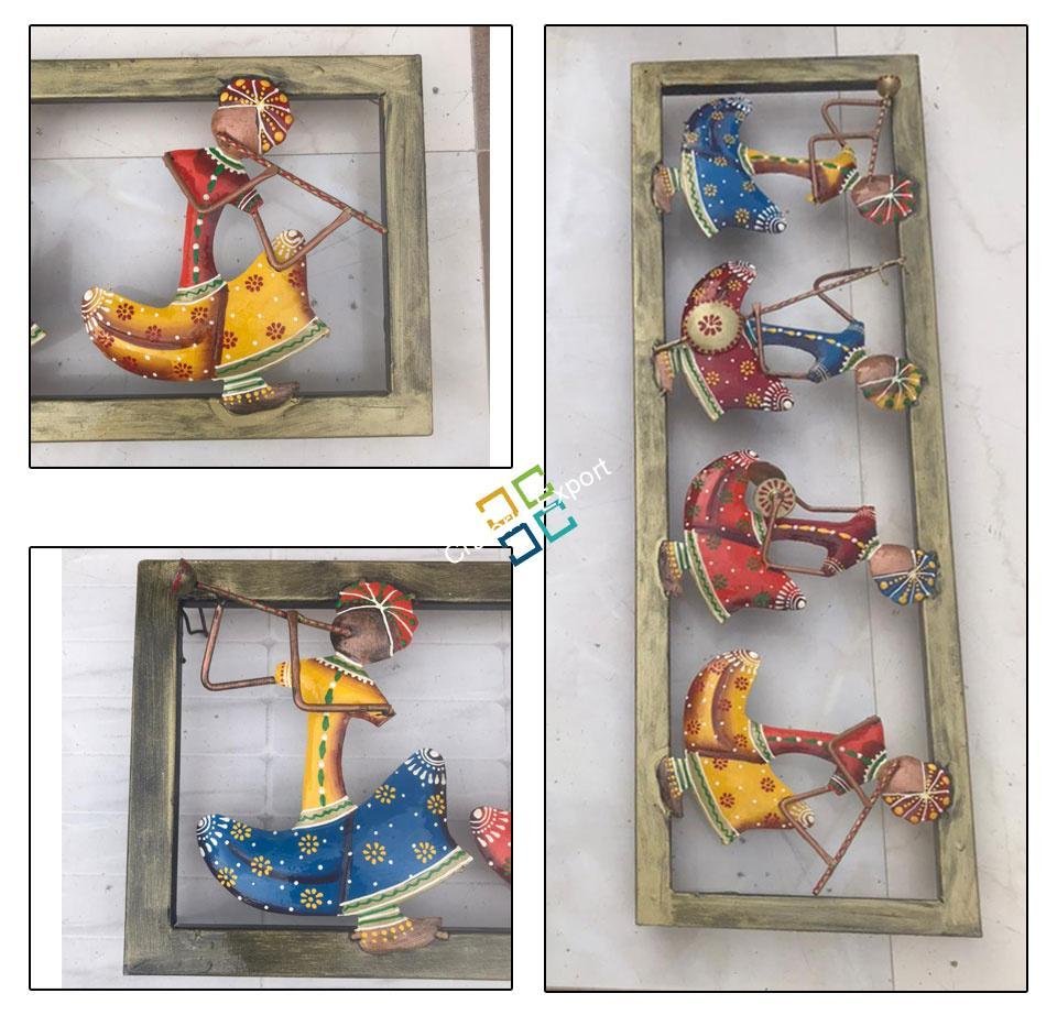 Ethnic Rajasthani 4 Musician Men Wall Hanging/Panel Sculpture for wall decor