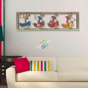 Ethnic Rajasthani 4 Musician Men Wall Hanging/Panel Sculpture for wall decor