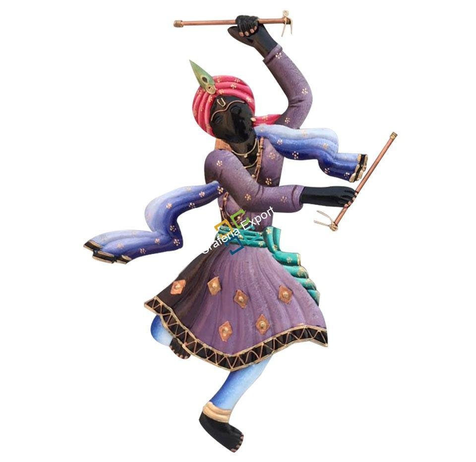 Classic Multicolor Men & Women Playing Dandiya Wall Hanging Showpiece For Home Decoration