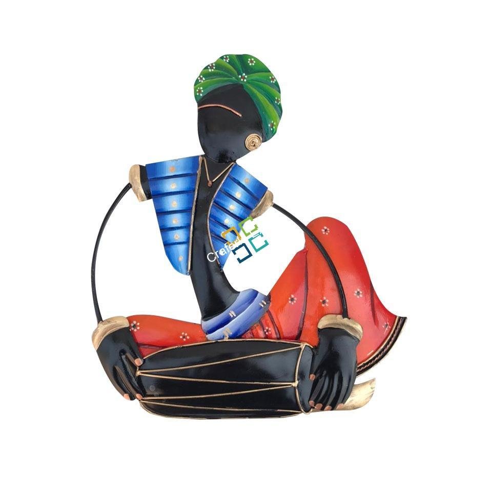 Indian Tradition Handcrafted Musical Men Wall Hanging Showpiece for Interior Decor/Gifts -(Set Of  2)