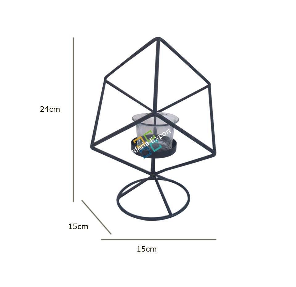 Cube Shape Metal Table Top T-Light Candle Holder Stand (set of 2)