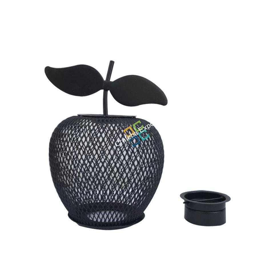 Apple Cage Shape Metal Table Top Tea Light Candle Holder Stand (Set Of 2)
