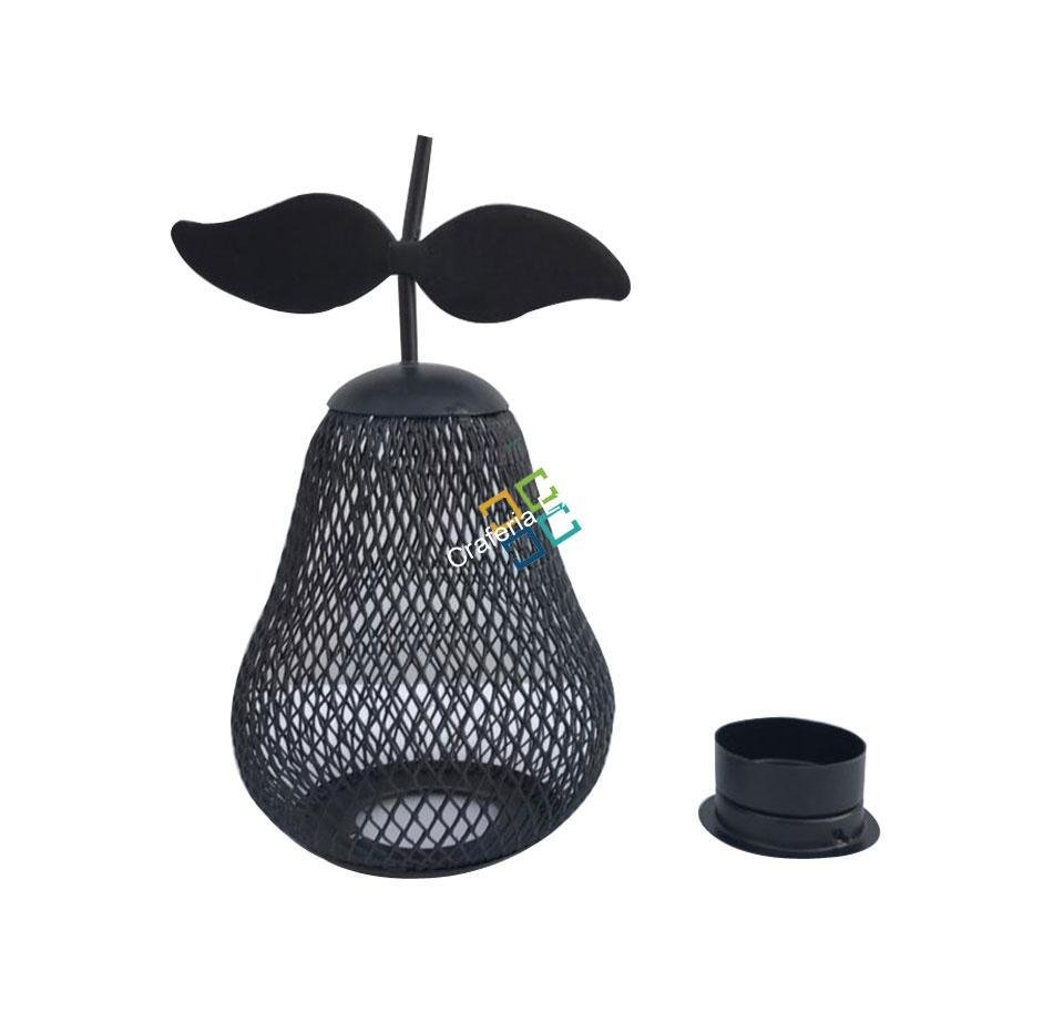 Pear Cage Shape Metal Table Top T-Light Candle Holder Stand (set of 2)