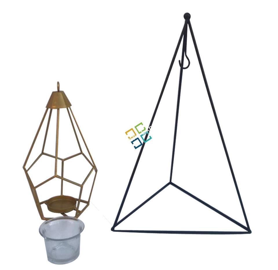Metal Brass Diamond  Shape Table Top With Hanging Stand Tea Light Candle Holder Stand
