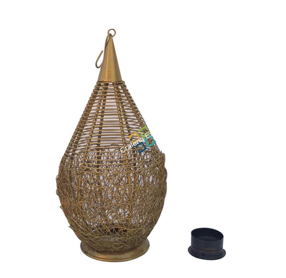 Pear Nest Shape Metal Table Top Tea Light Candle Holder (Hanging & Stand)