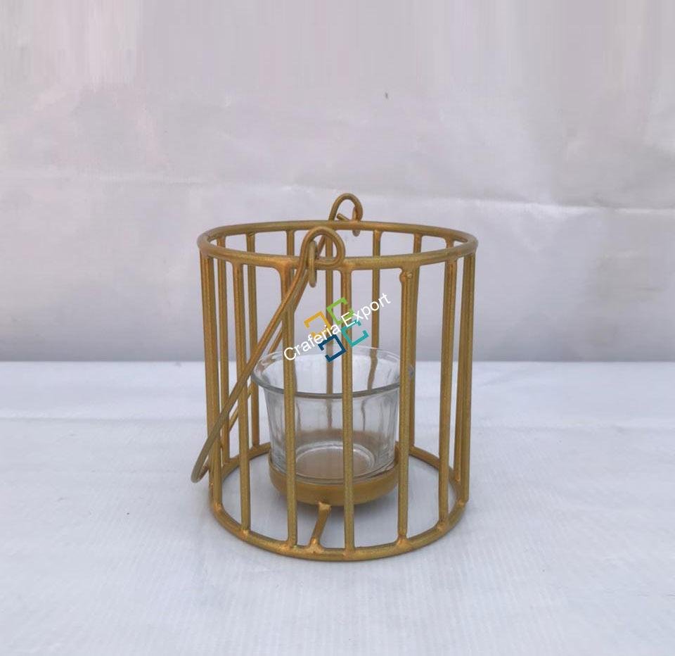 Bucket Cage Shape T-Light Candle Holder