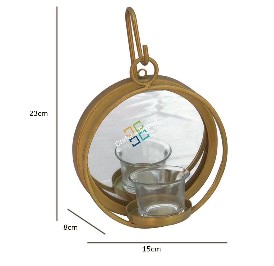 Mirror Round Shape Wall Hanging T-Light Candle Holder