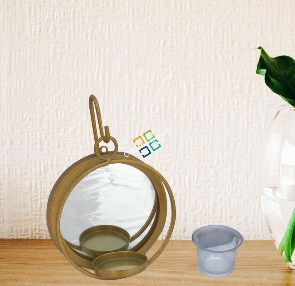 Mirror Round Shape Wall Hanging T-Light Candle Holder