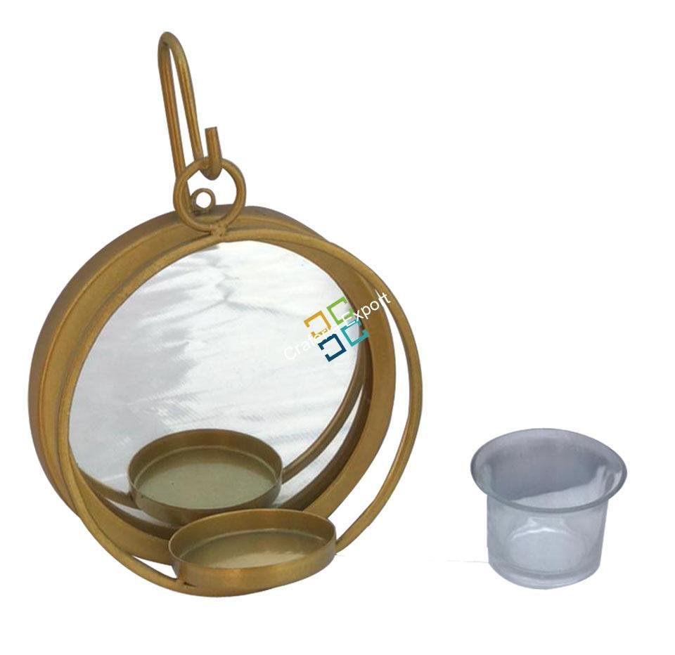 Mirror Round Shape Wall Hanging T-Light Candle Holder