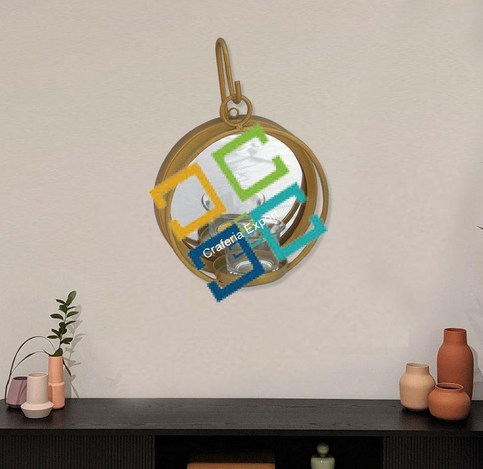 Mirror Round Shape Wall Hanging T-Light Candle Holder