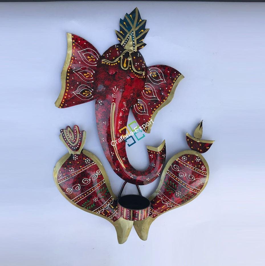 Handcrafted Lord Ganesha wall hanging with candle holder for home decor /gift item