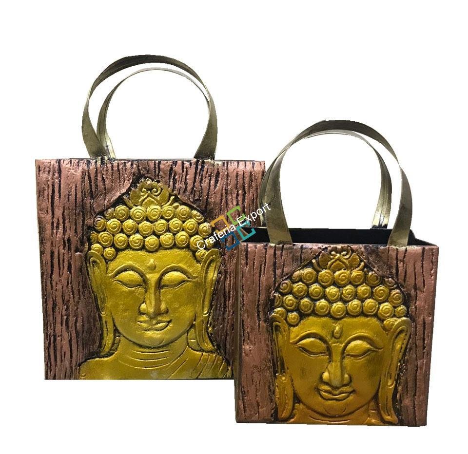 Ethnic Lord Buddha print handcrafted magazine holder/container/home decor/gift item(Pack of 2)