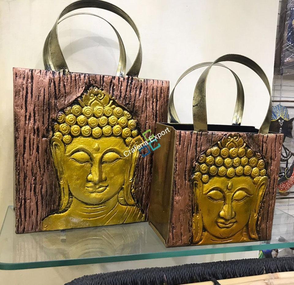 Ethnic Lord Buddha print handcrafted magazine holder/container/home decor/gift item(Pack of 2)