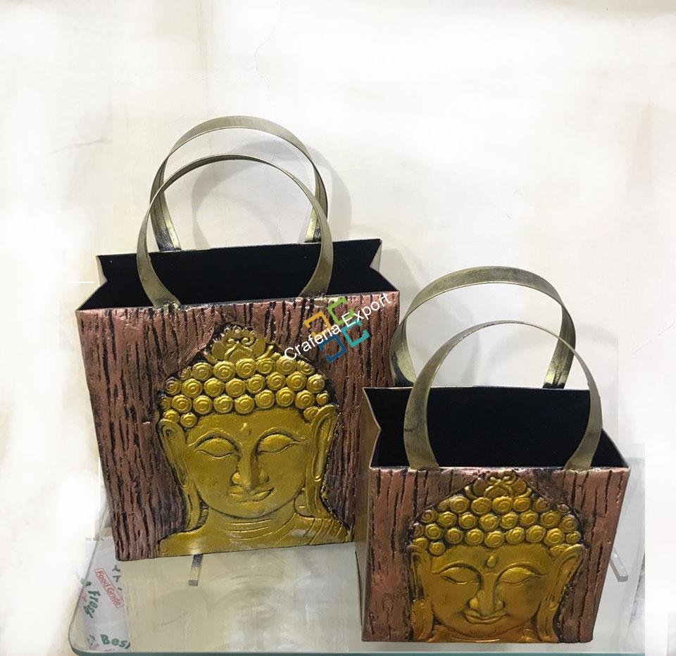 Ethnic Lord Buddha print handcrafted magazine holder/container/home decor/gift item(Pack of 2)