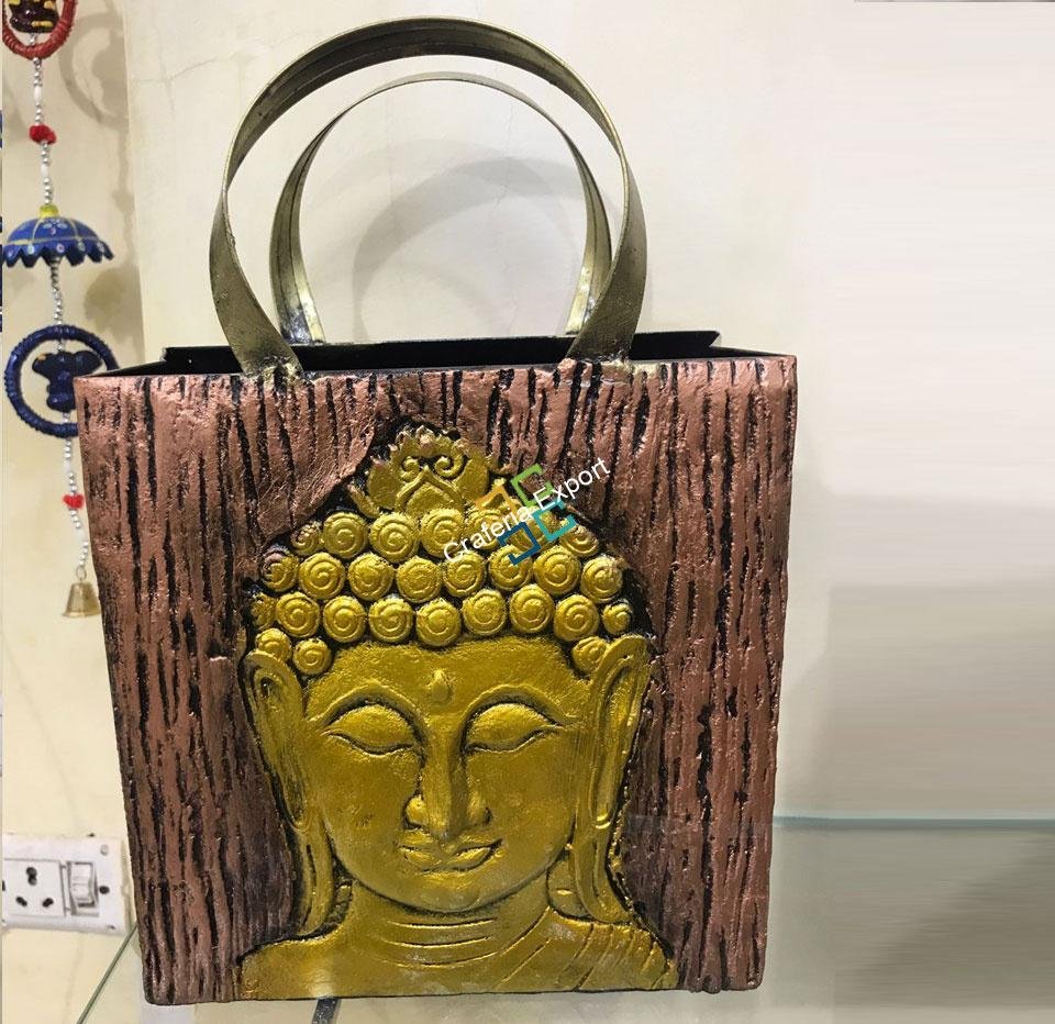 Ethnic Lord Buddha print handcrafted magazine holder/container/home decor/gift item(Pack of 2)