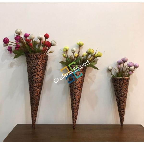 Flower Pot Wall Hanging Showpiece/Home Decor (Set of 3)