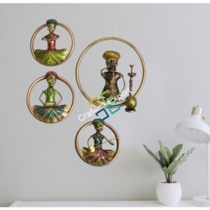 Antique Musical man with Hookah men wall hanging showpiece set of 4