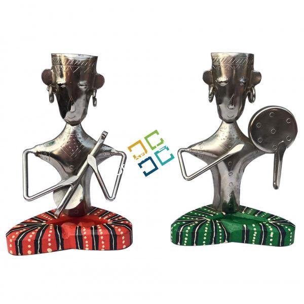 Pair of metal musical men for Interior Decoration (Set of 2)