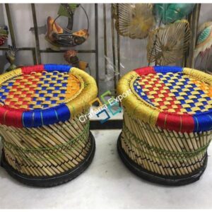 Handcrafted Bamboo Mudda Stool(Set Of 2)