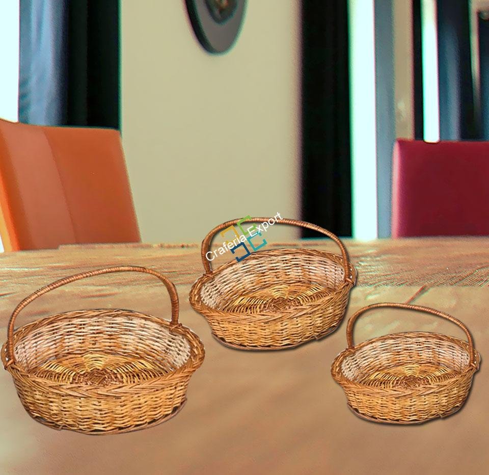 Round Cane Storage Basket/Fruit Basket For Home, Hotel and Restaurant Decor/Gift Item