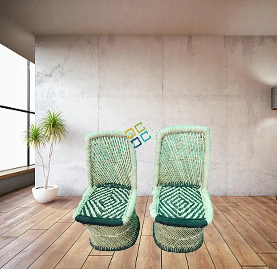 Bamboo Woven Rattan Chairs (Set of 2) Home Decor Furniture Ascents for Living Rooms , Hotels