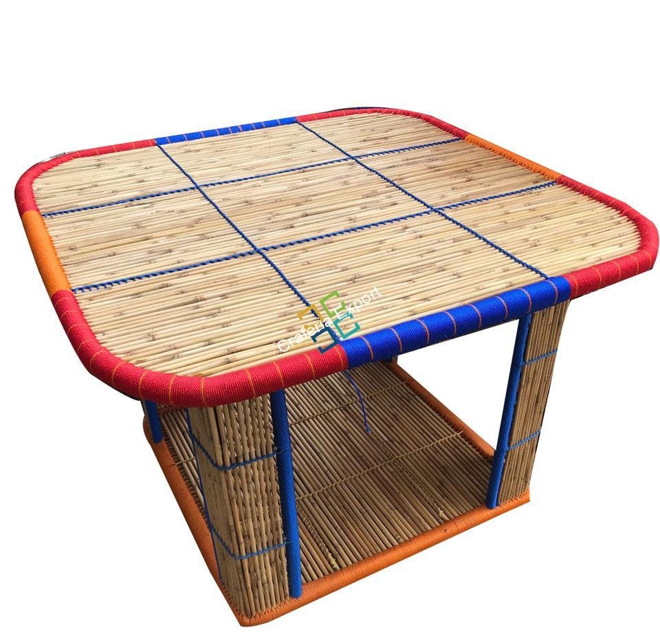 Bamboo Crafted Square Table for Garden Dinner living Areas