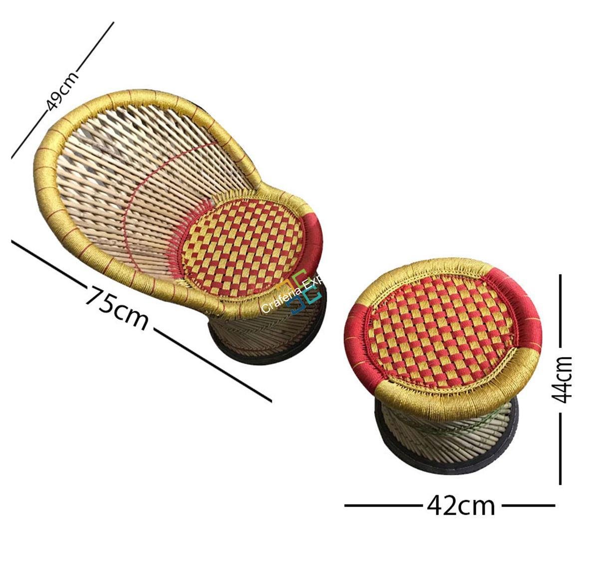 Mudda Bamboo Chair With Stool for Sitting/Relaxing/Outdoor/Indoor Use (Set of 2)